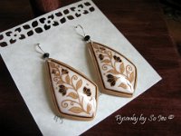 White Spring Vines Diamond Earrings Pysanky Eggshell Jewelry by So Jeo : pysanky pysanka ukrainian easter egg batik art eggshell jewelry pendants earrings drop dangle etched flowers gift women accessories accessory pendant necklace bail crystal finding sterling silver filled sojeo flowers celtic purple white red pink brown green purple orange cream burgundy magenta teal turqoise crows crow blue black so jeo art handmade